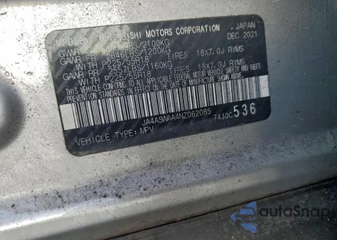 2022 Mitsubishi Eclipse Cross Se из США, поврежденный, VIN JA4ASWAA4NZ062085